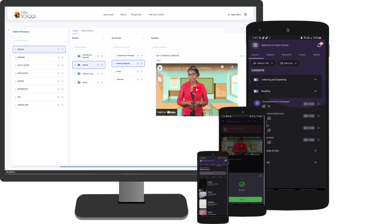 Shule Plus Dashboard and Mobile App Interface
